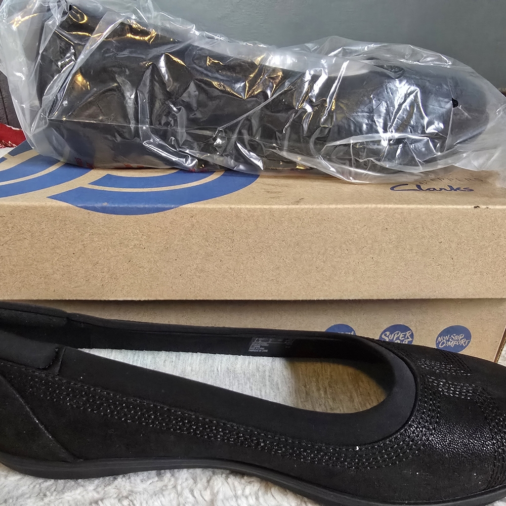 Clarks Black Women's Slip-On Comfort Flats